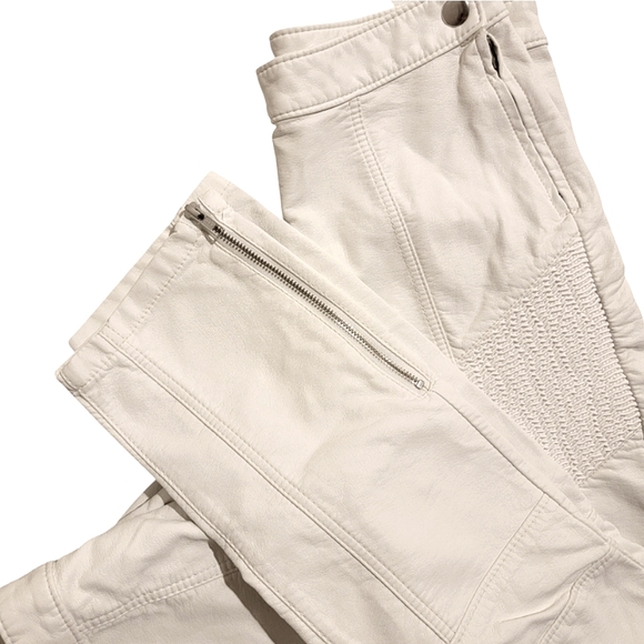 Free People White Faux Leather High Rise Ankle Zip Moto Pants NWT - Picture 10 of 15